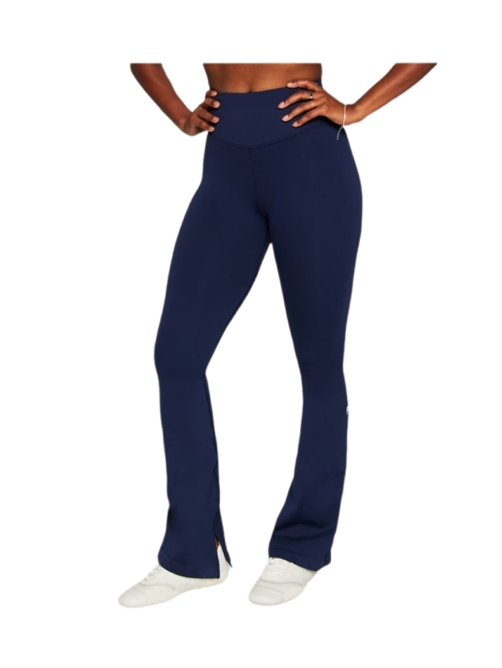 Fabletics Sleek Seamless High-Waisted Flare Navy Blue Leggings Small